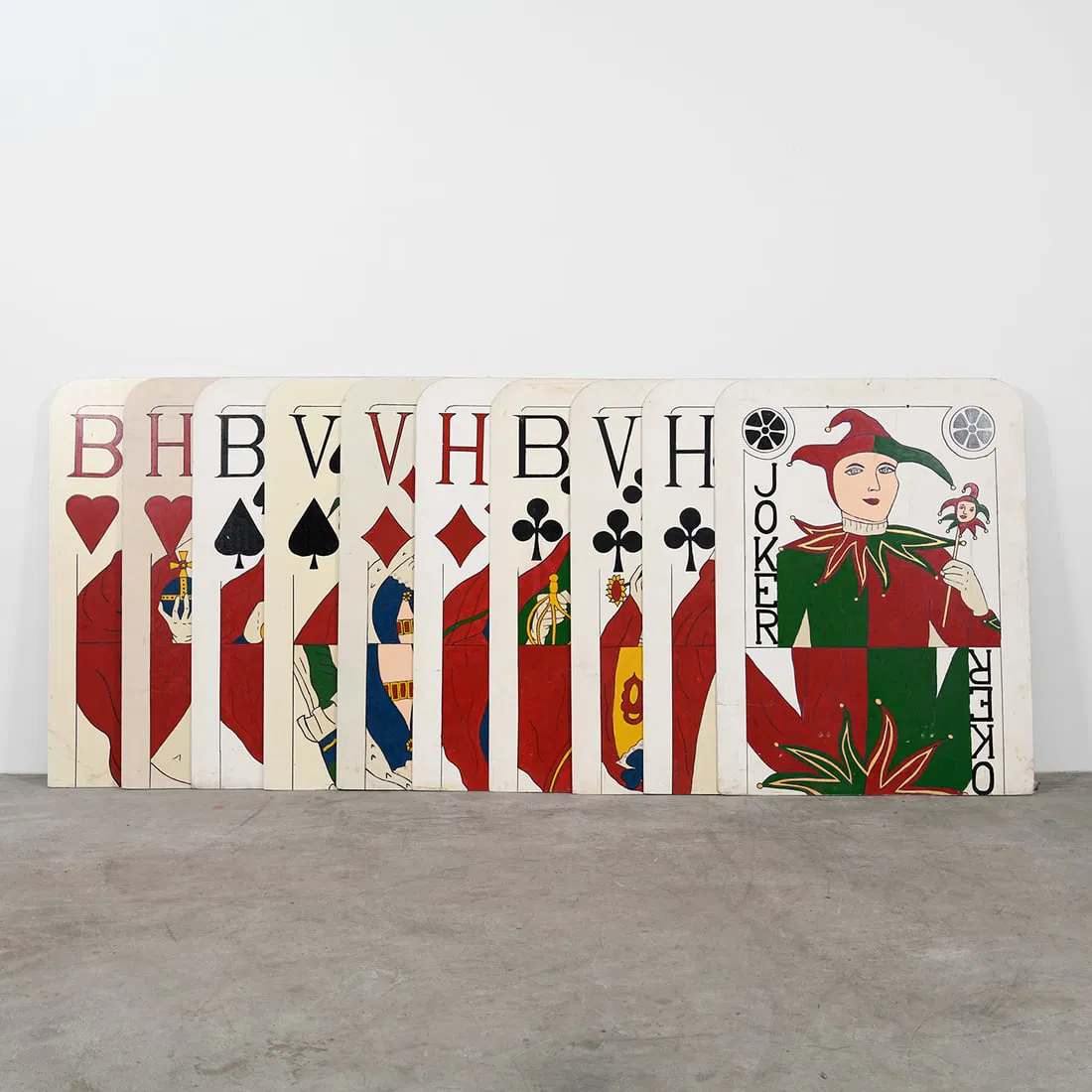 Set of 10 Oversized Hand-painted Wooden Playing Cards