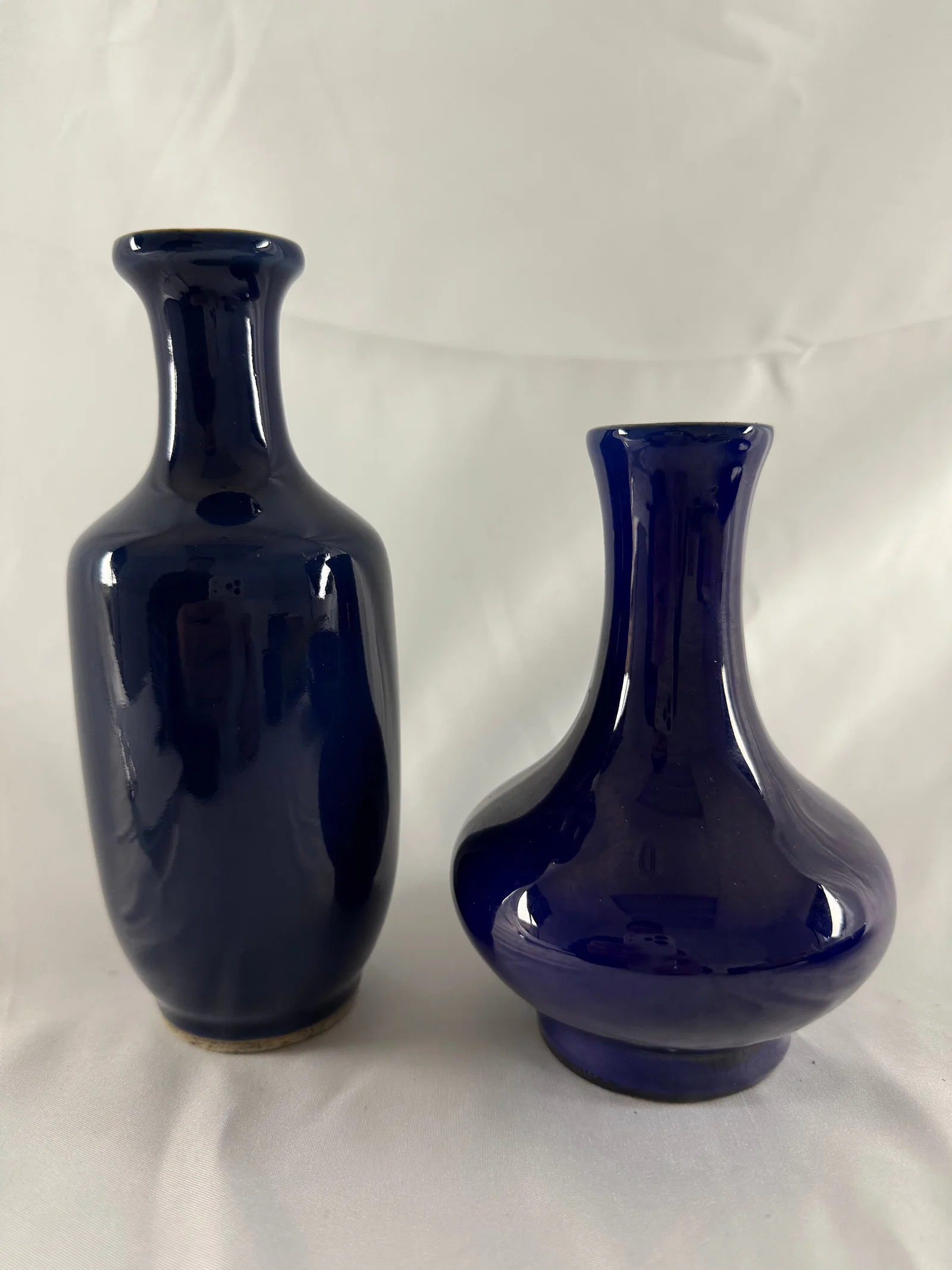 Set of 2 Chinese blue glazed porcelain vases