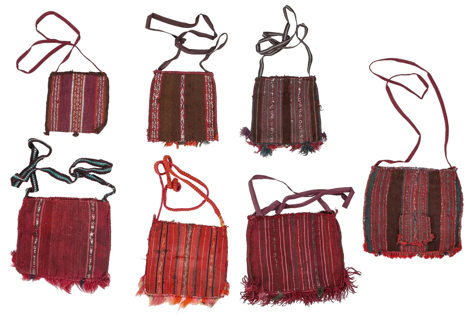 Seven Aymara Chuspa Coca Bags, Early/Mid 19th C.