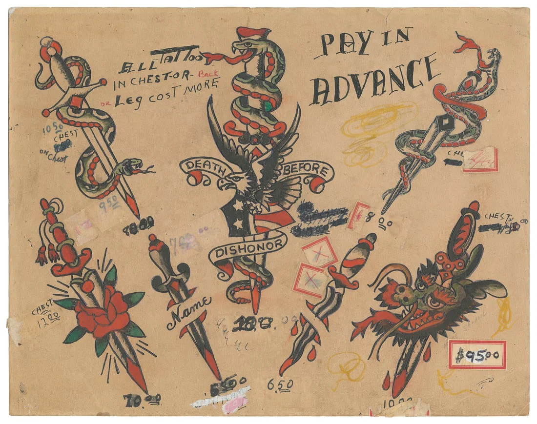 Seven Daggers with Pricing and Payment Terms, attr. Ace Harlyn