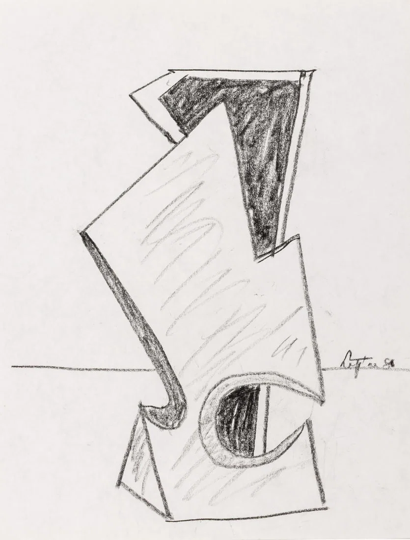 Seymour Lipton Sculpture Study Sketch, 1980