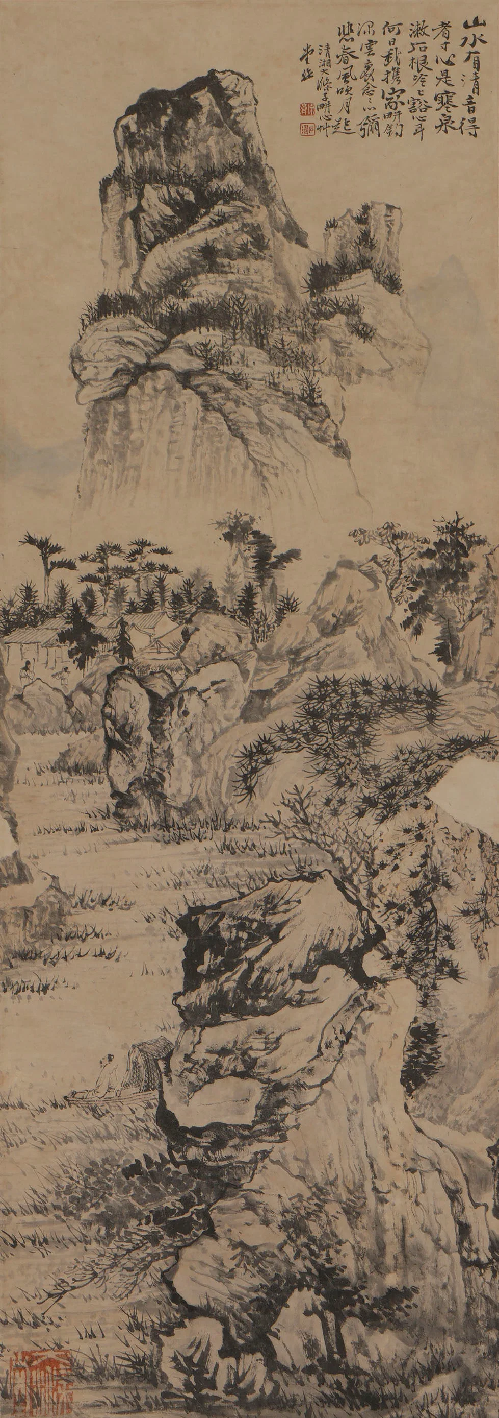 Shi Tao Landscape Hanging Scroll