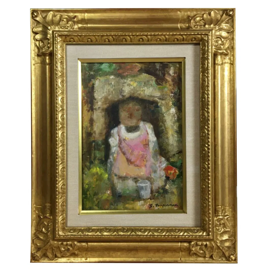 Shigeru Torawaka A Lone Flower in the Field Rare Abstract Oil, Signed, SM Size