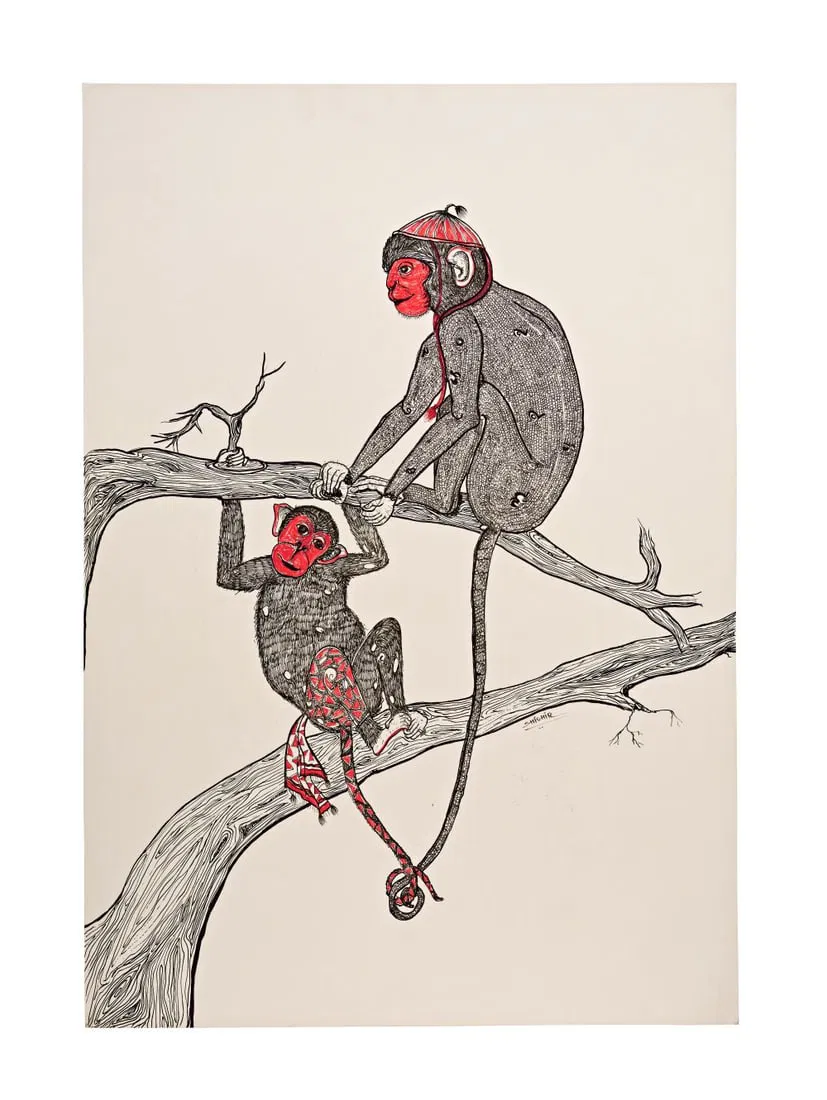 SHISHIR BHATT (B.1965), INDIAN "UNTITLED" ACRYLIC ON CARD