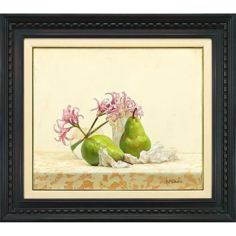 Shuichi Fujiwara "Flowers and Pears" Oil Painting, Size 8