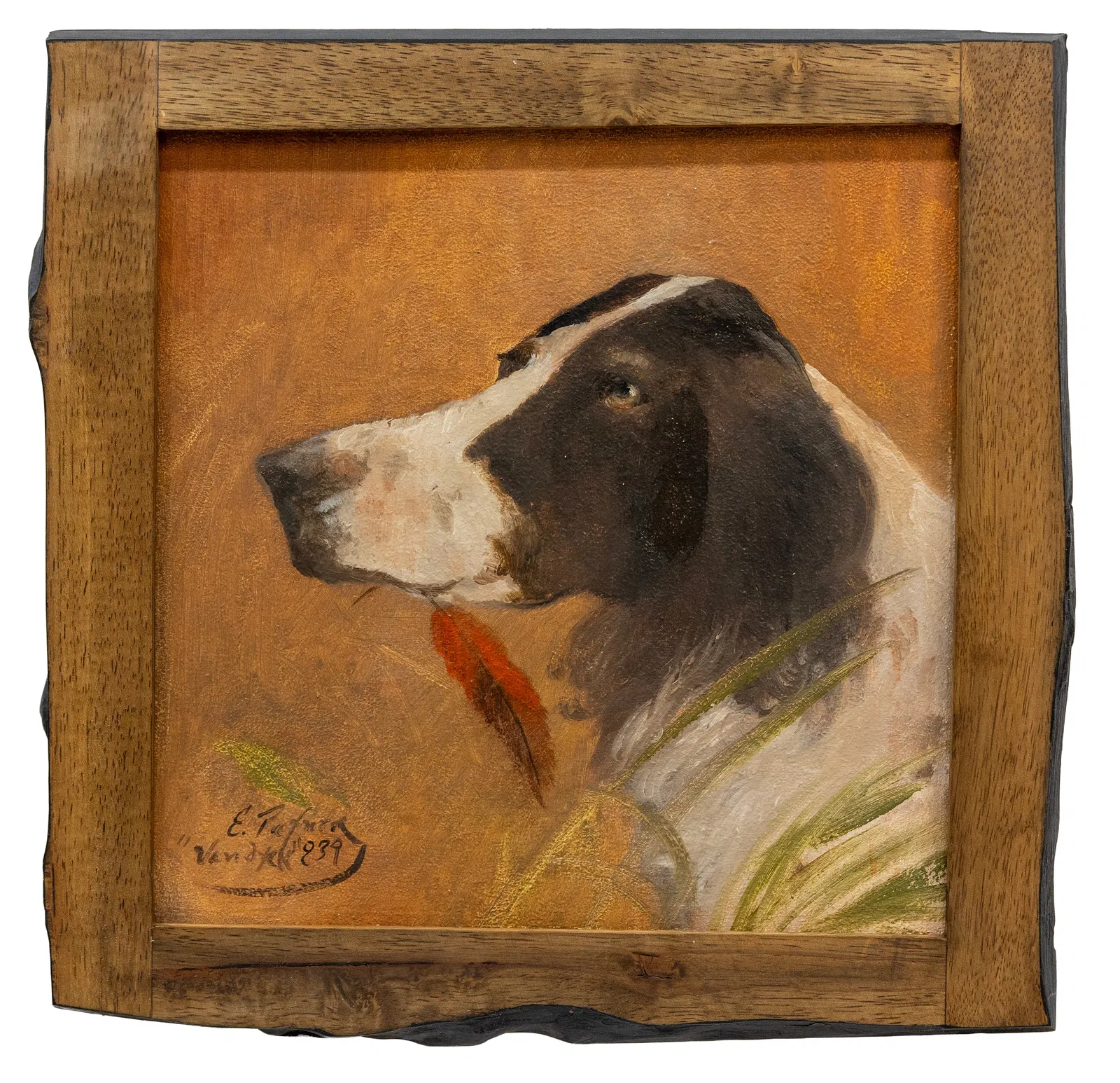 Signed E. Pafner "Van Dyck" 1939, Portrait of a Dog, Oil on Wood