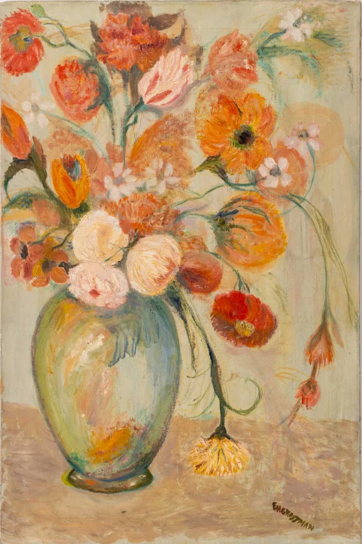 Signed Floral Still Life Scene Oil on Canvas