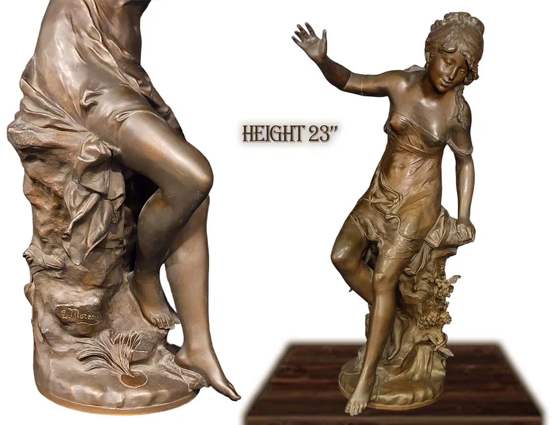 Signed French L. Moreau 19th C. Bronze Statue