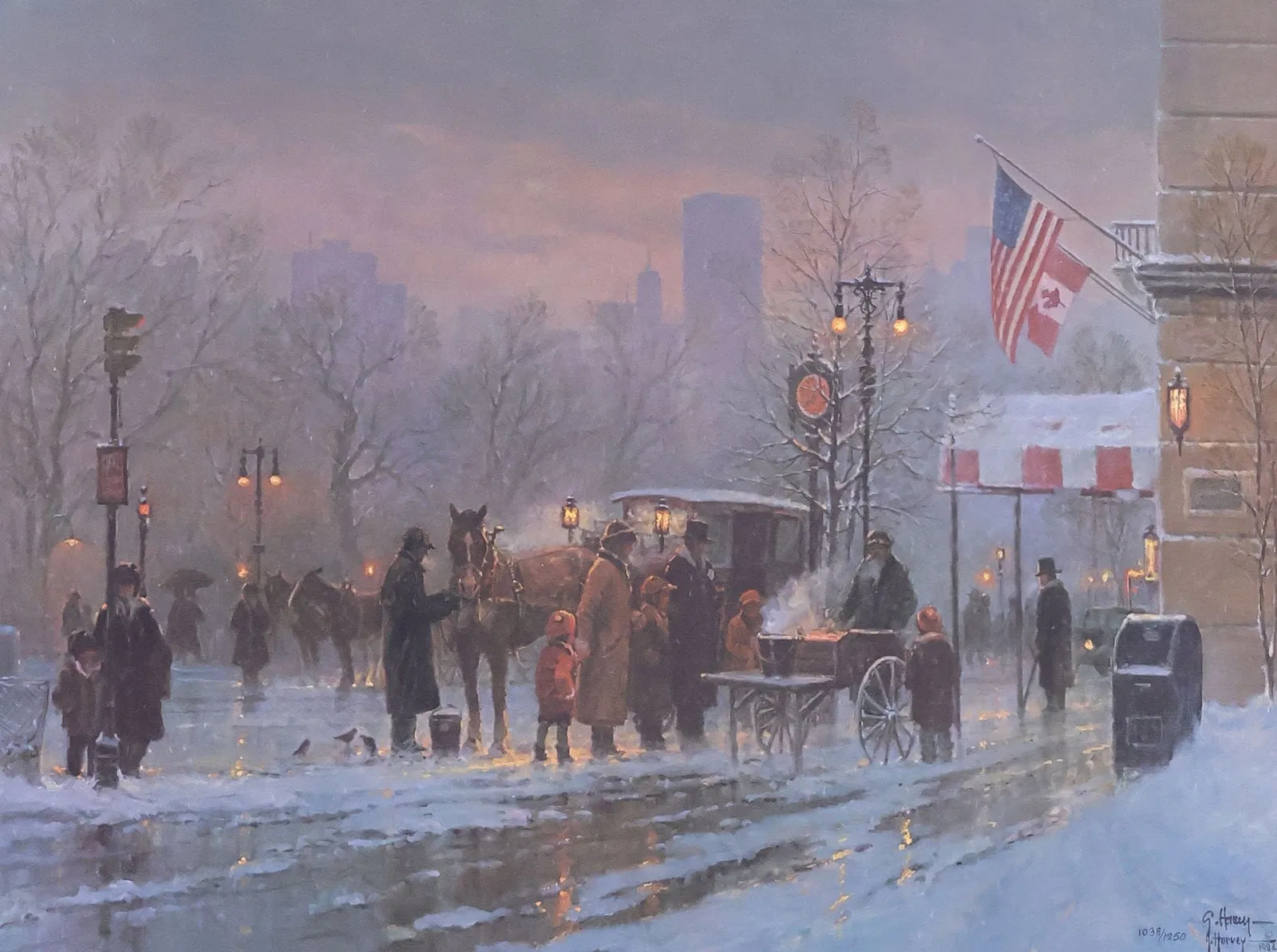 SIGNED G. HARVEY (D.2017) LIMITED-EDITION PRINT, 'CHESTNUT VENDOR'