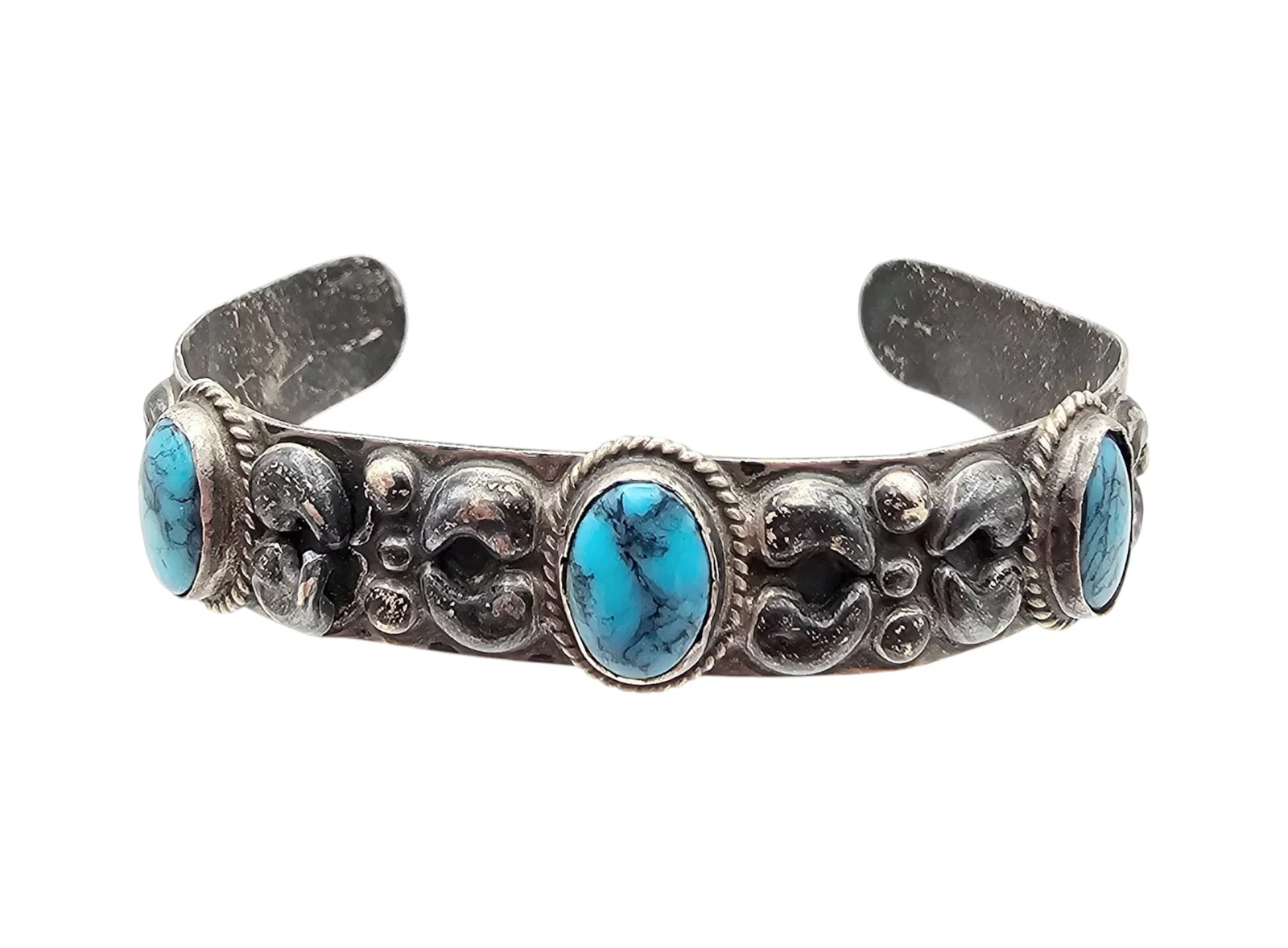 Signed Mexico Sterling Turquoise Cuff Bracelet