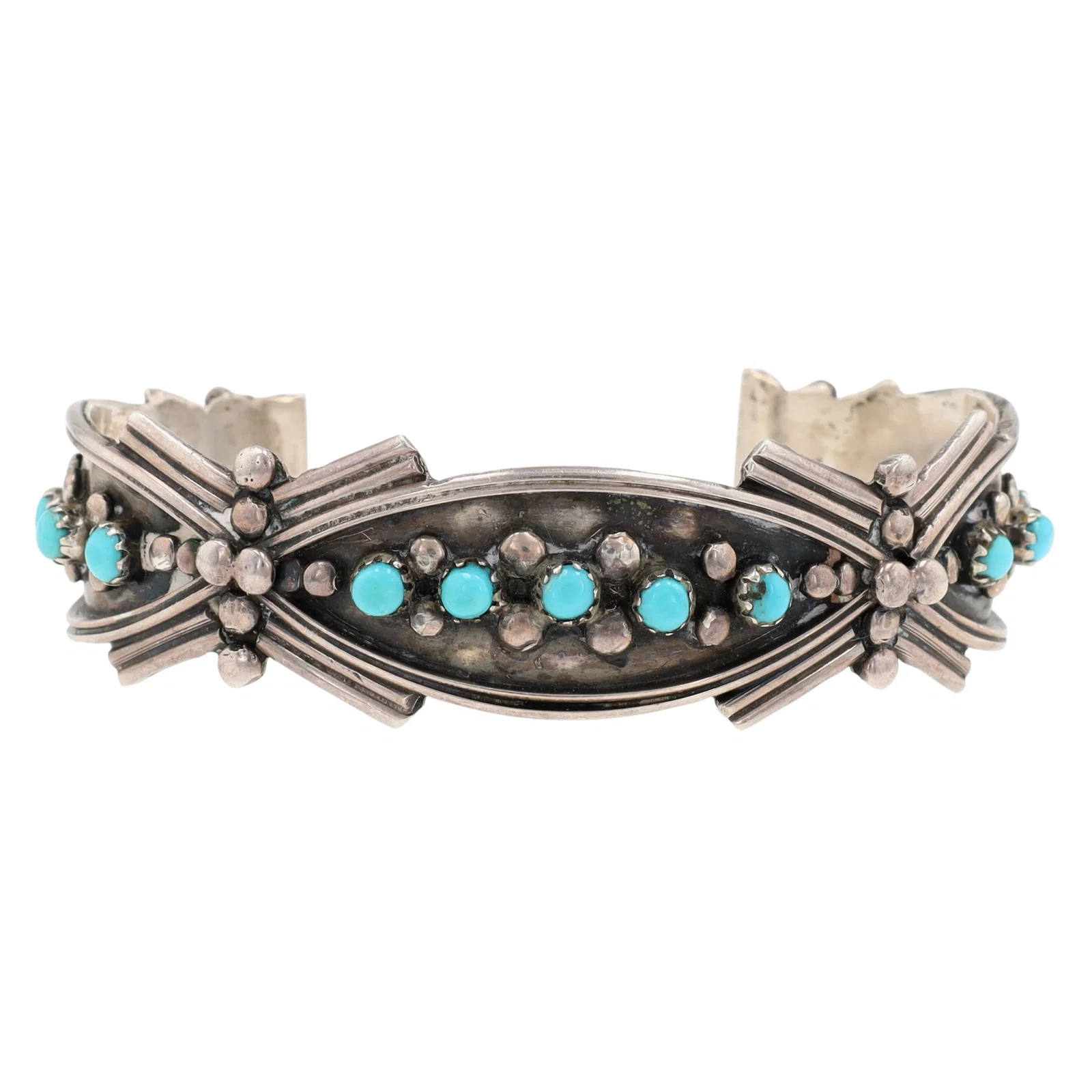 Signed Vintage Navajo Turquoise Cuff Bracelet
