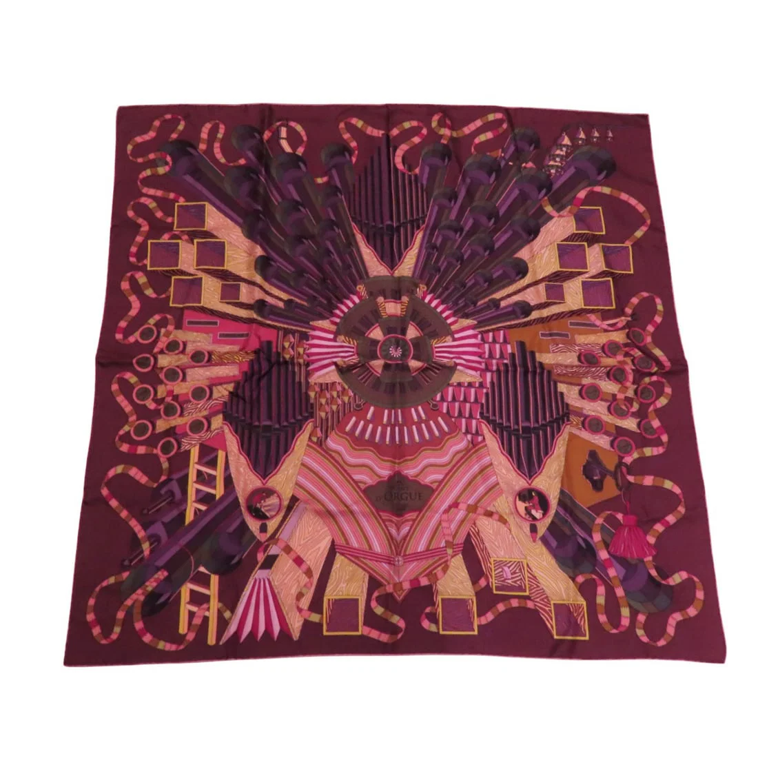 Silk HERMES Women's Scarf in Purple Pink and Red Hues