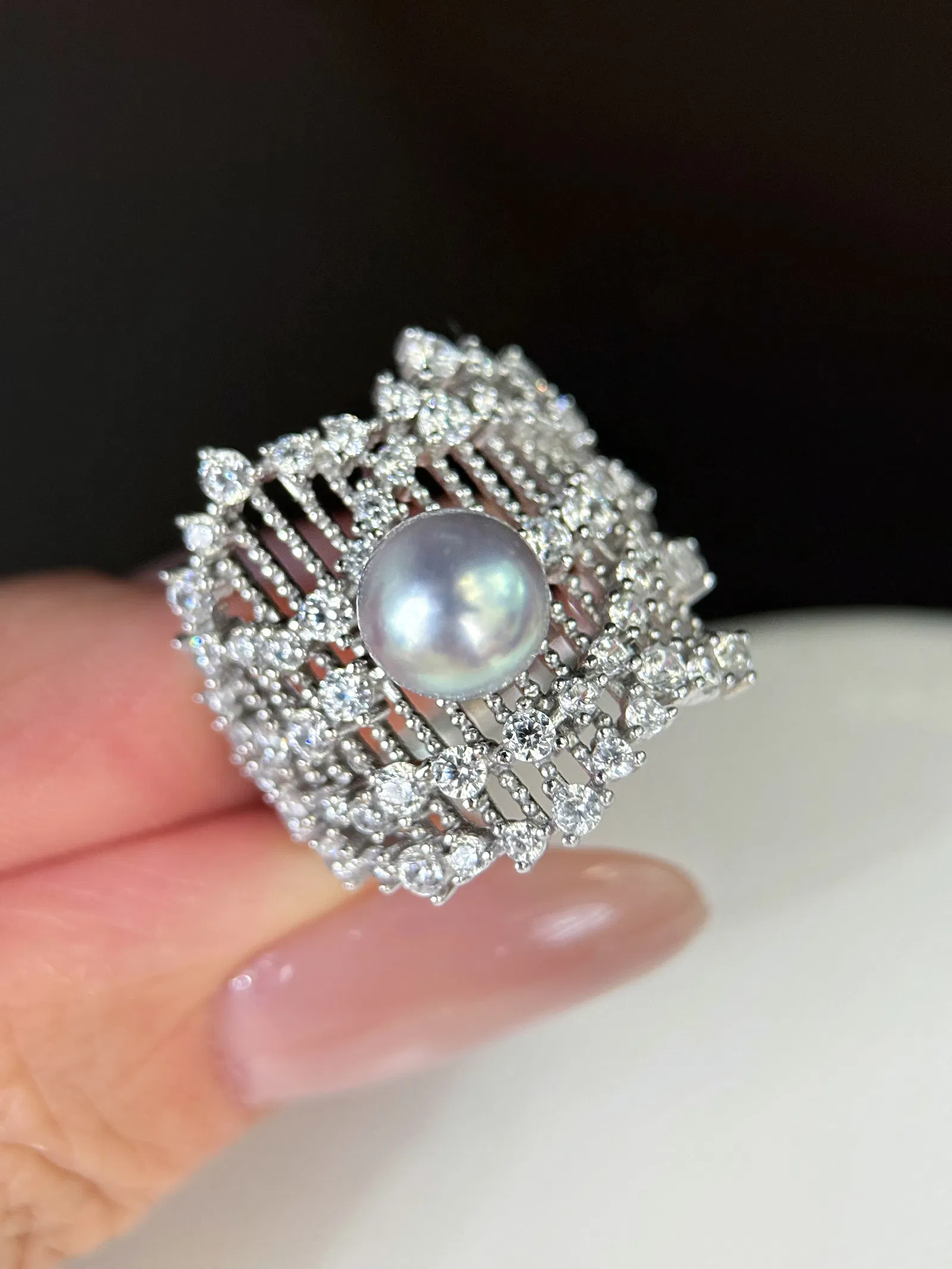 Silver Akoya Pearl Ring