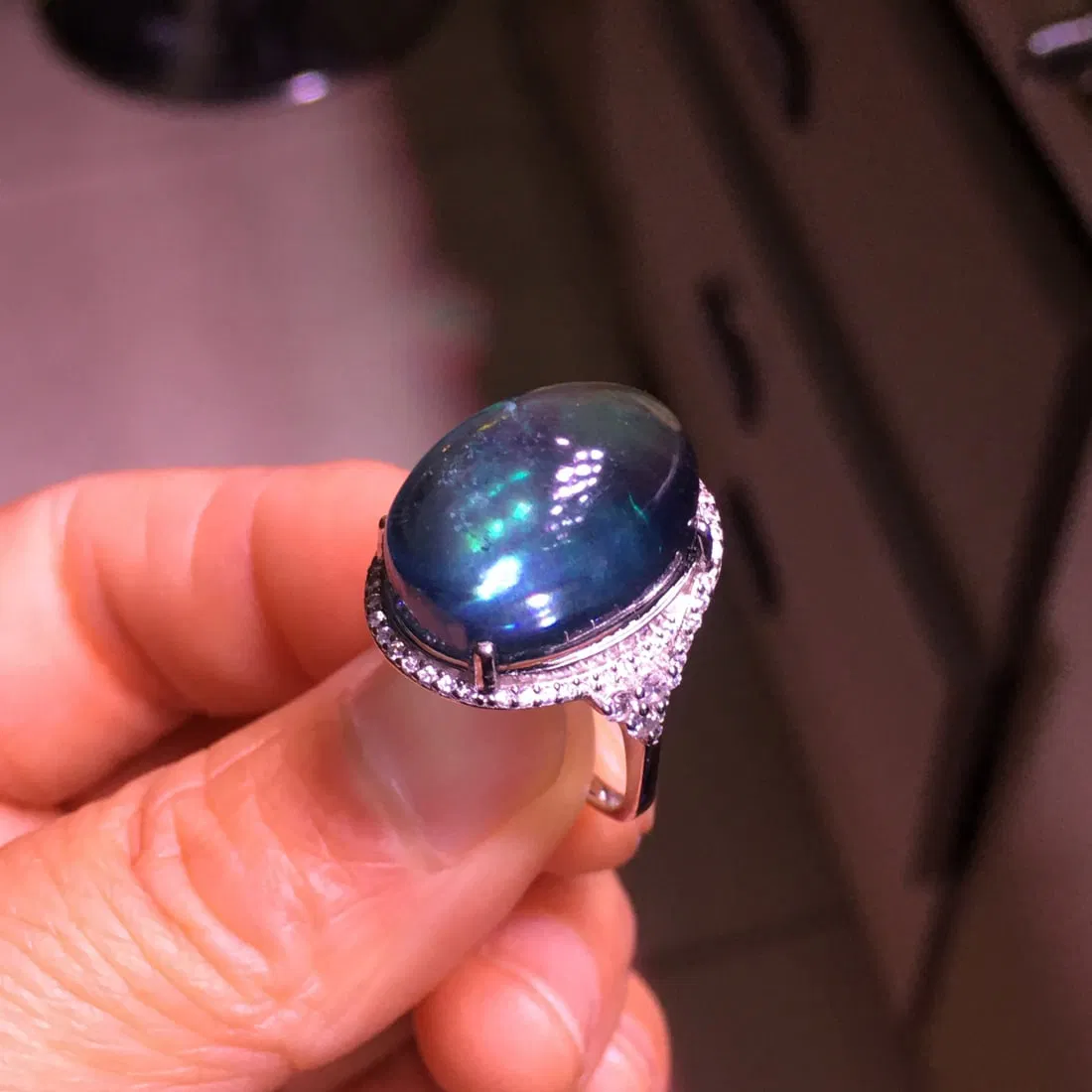 Silver Aquamarine Cabochon Ring