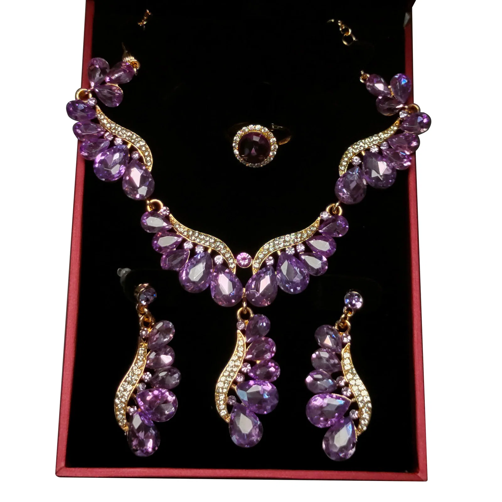 Silver Gilt Diamond and Gemstone Jewelry Set