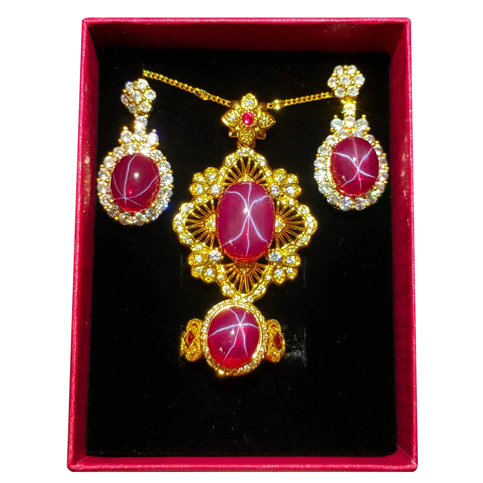 Silver Gilt Diamond Jewelry Set