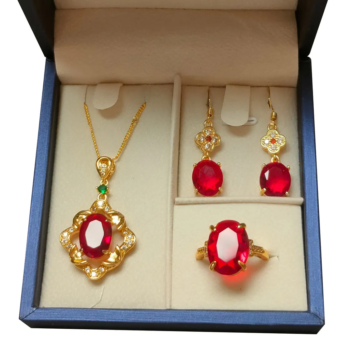 Silver Gilt Gemstone Jewelry Set