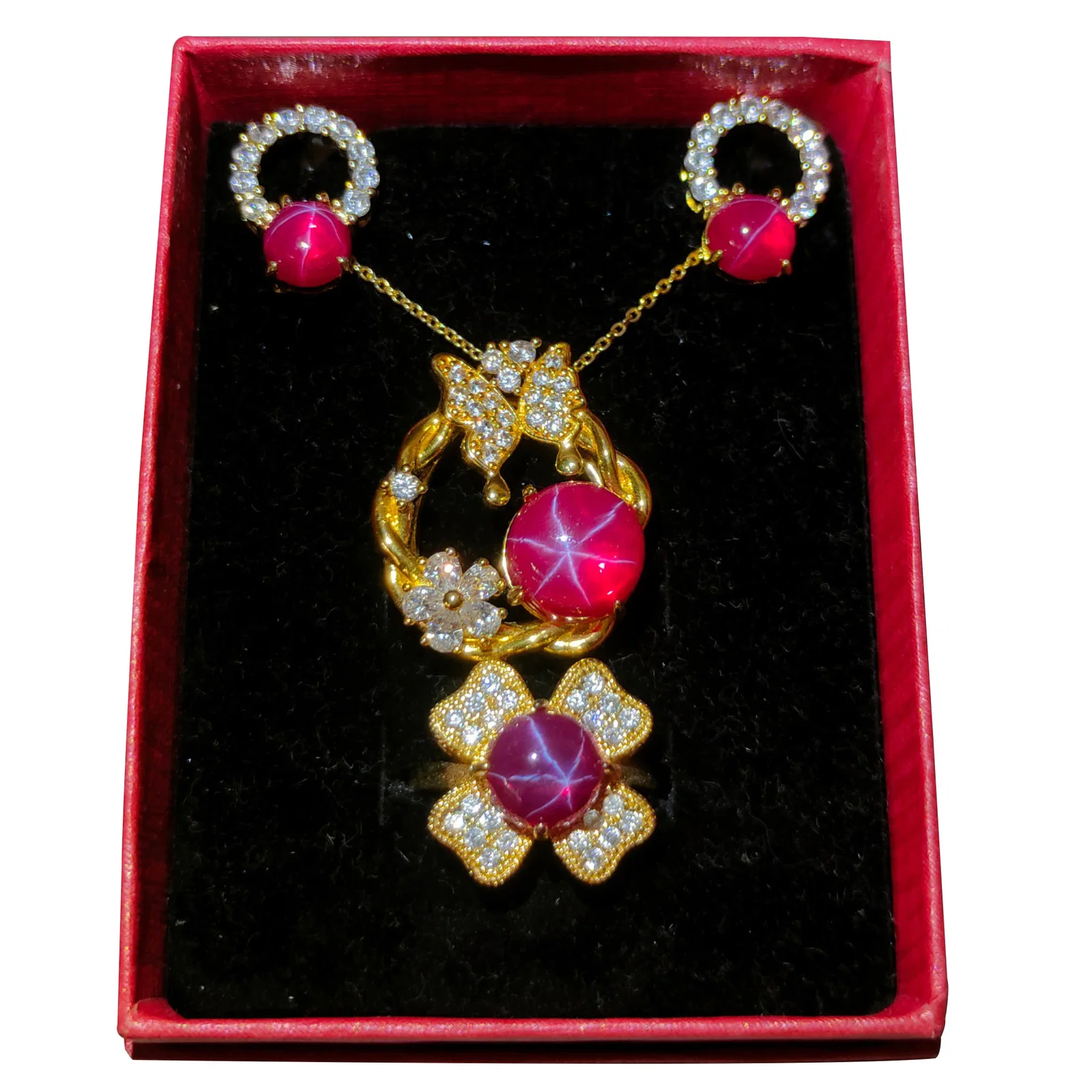 Silver Gilt Star Gemstone Jewelry Set