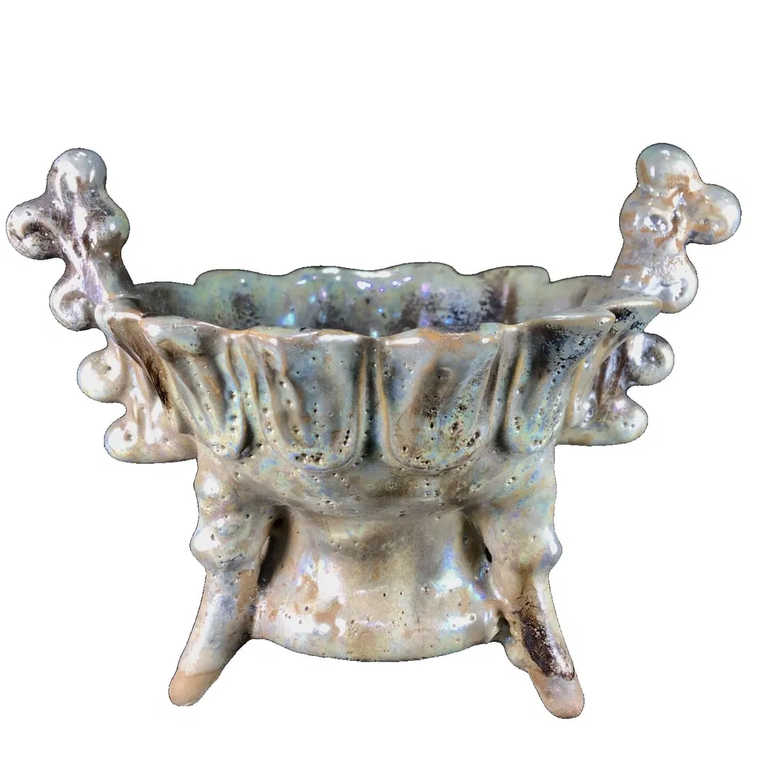 Silver Glaze Clam Light Incense Burner