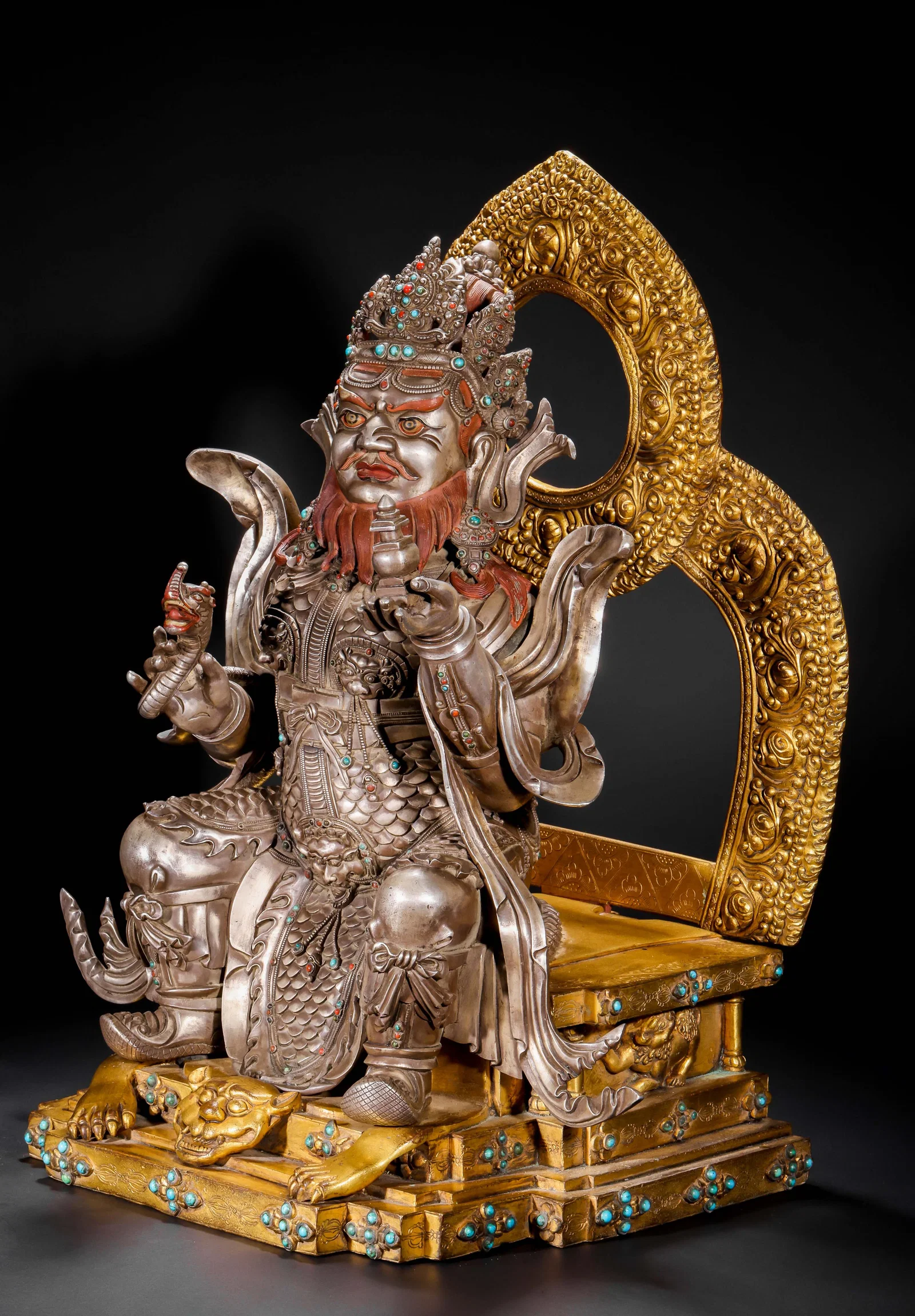 SILVER GUARDIAN BUDDHA STATUES FROM THE QING DYNASTY
