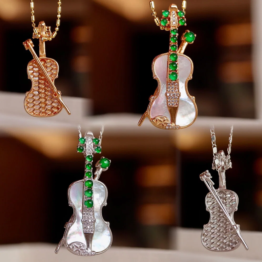 Silver Jade Pendant Brooch