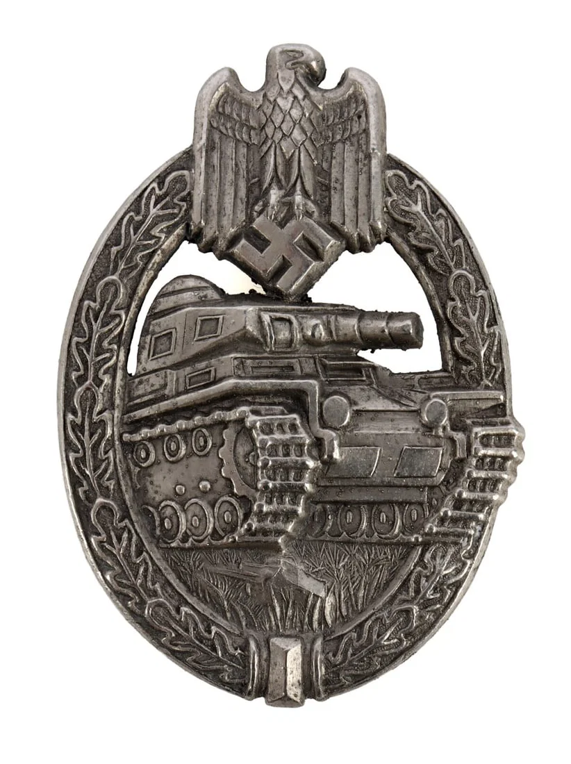 SILVER WWII GERMAN REICH PANZER ASSAULT BADGE