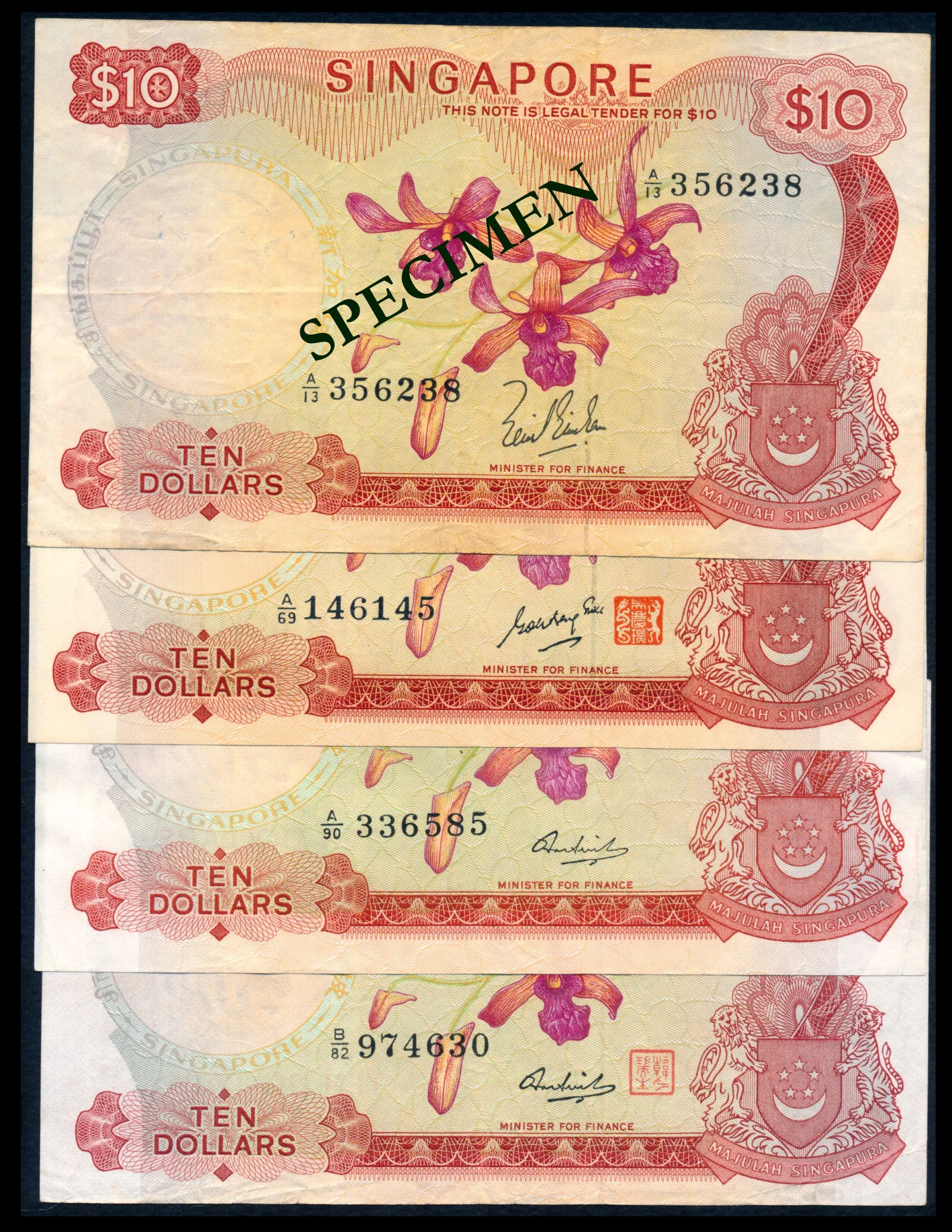 Singapore 4x$10 1967-73