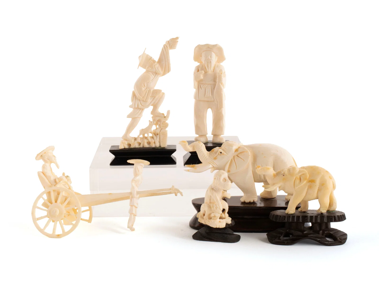 SIX ASIAN CARVED FIGURINES