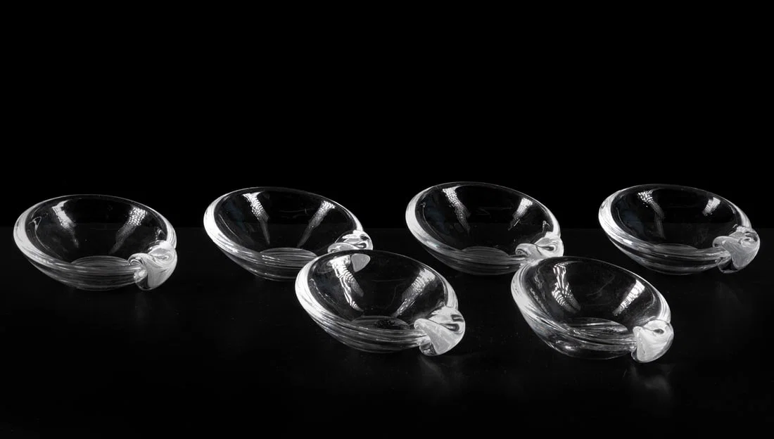 Six Steuben Glass Ash Trays