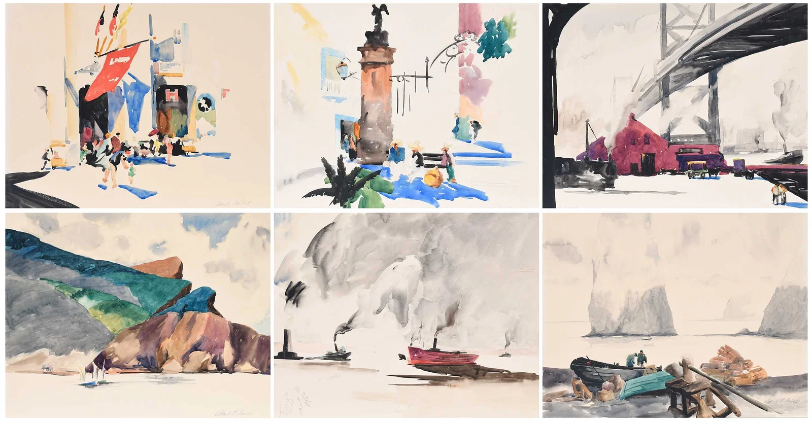 Six Watercolors with Geographic Interest