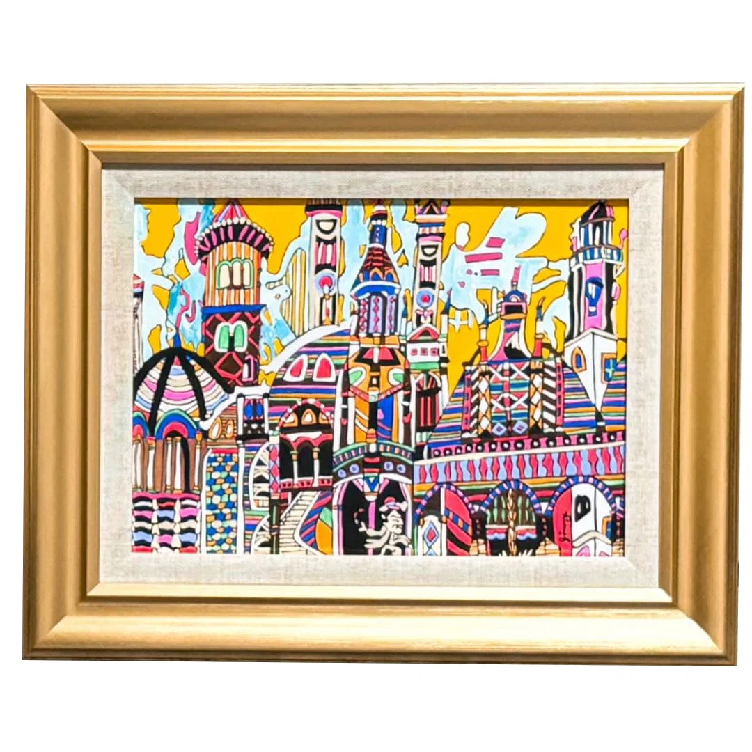 [Size F4] Hand-painted work by Jimmy Onishi, "Rambla Street," already mounted.