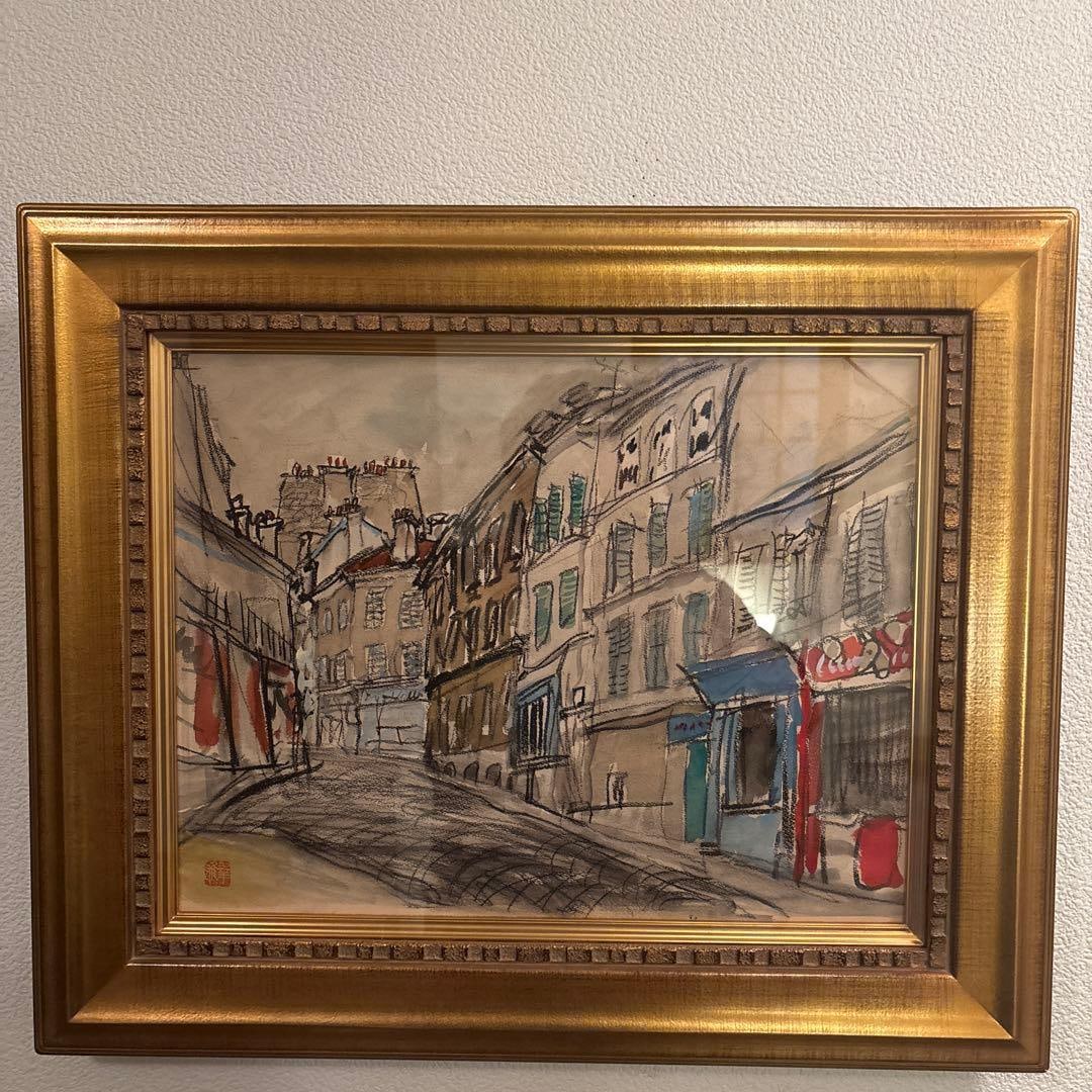 Sketch by Kohyu Kodama, watercolor painting: Parisian street scene