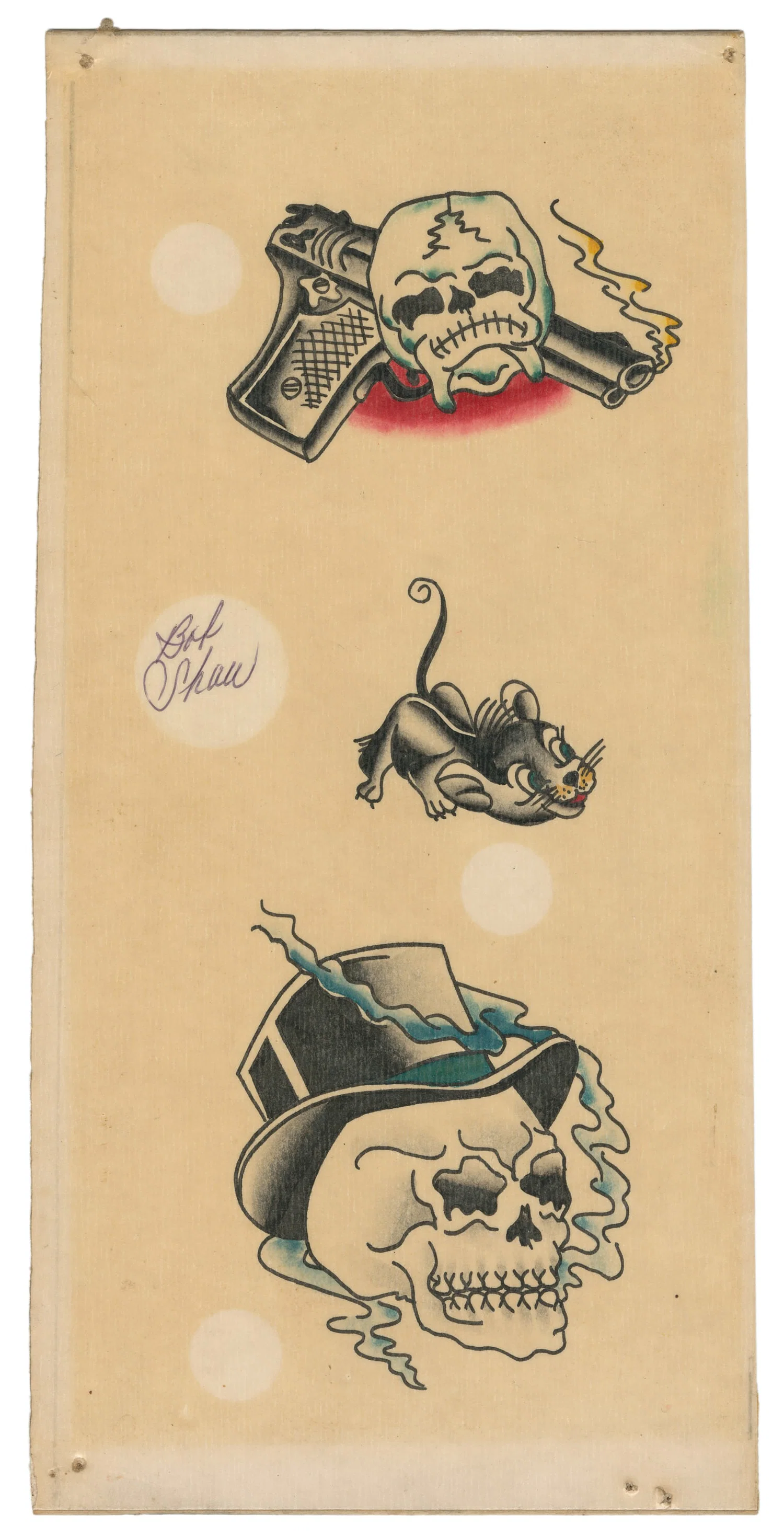 Skulls and mouse tattoo designs by Bob Shaw.