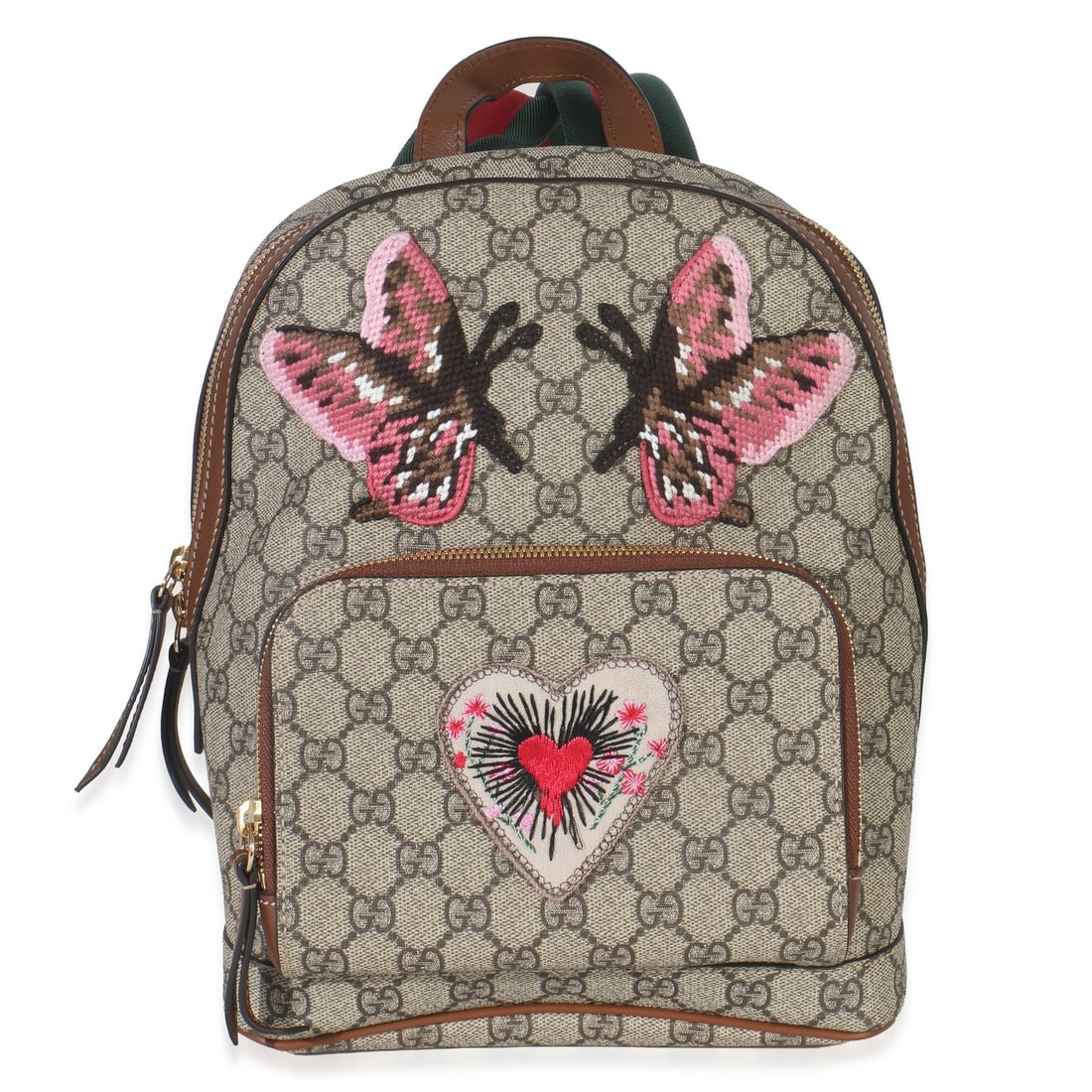 Small Day Backpack with Butterfly Embroidery in Beige GG Supreme Canvas