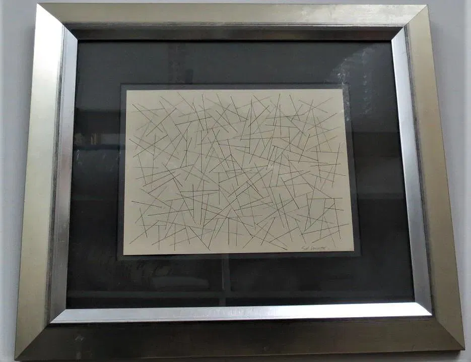 Sol Lewitt (Attributed) Pencil on Paper .Art: 8" x 10" Frame: 15" x 17"