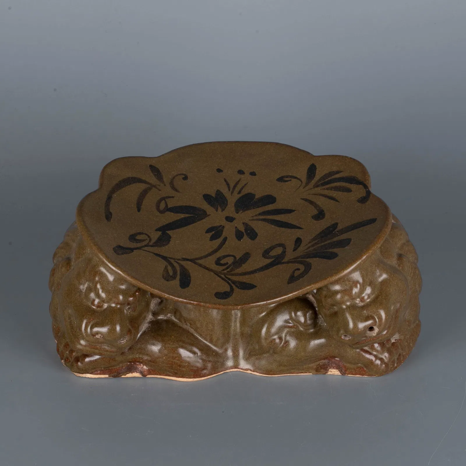 Song Cizhou Kiln Iron Painted Double Lion Pillow