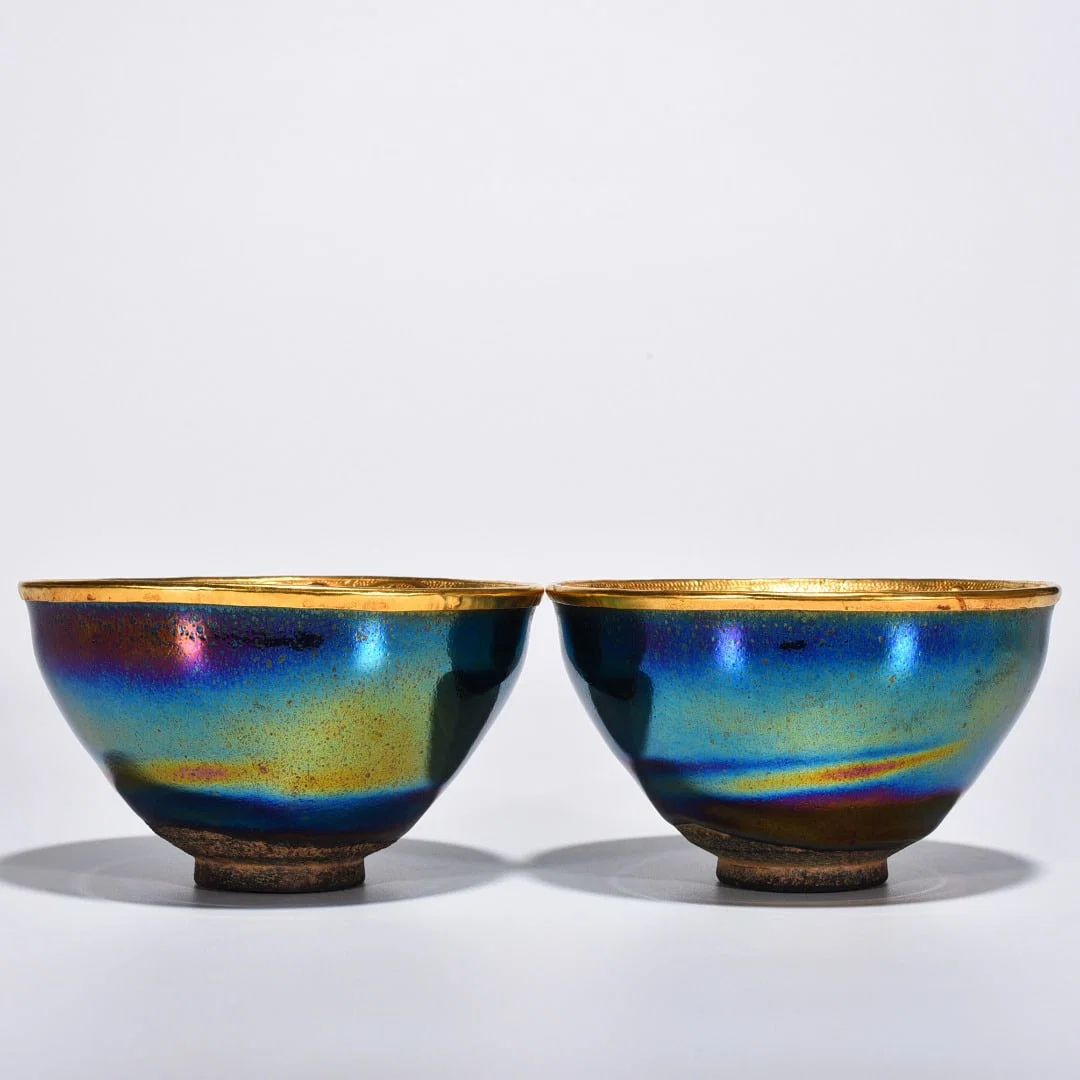 Song Dynasty Jianyao seven-color lamp engraved gilt and inlaid with gems