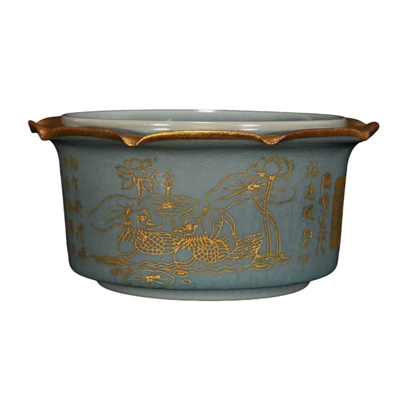 Song Ru Kiln Gilt Inscription Censer
