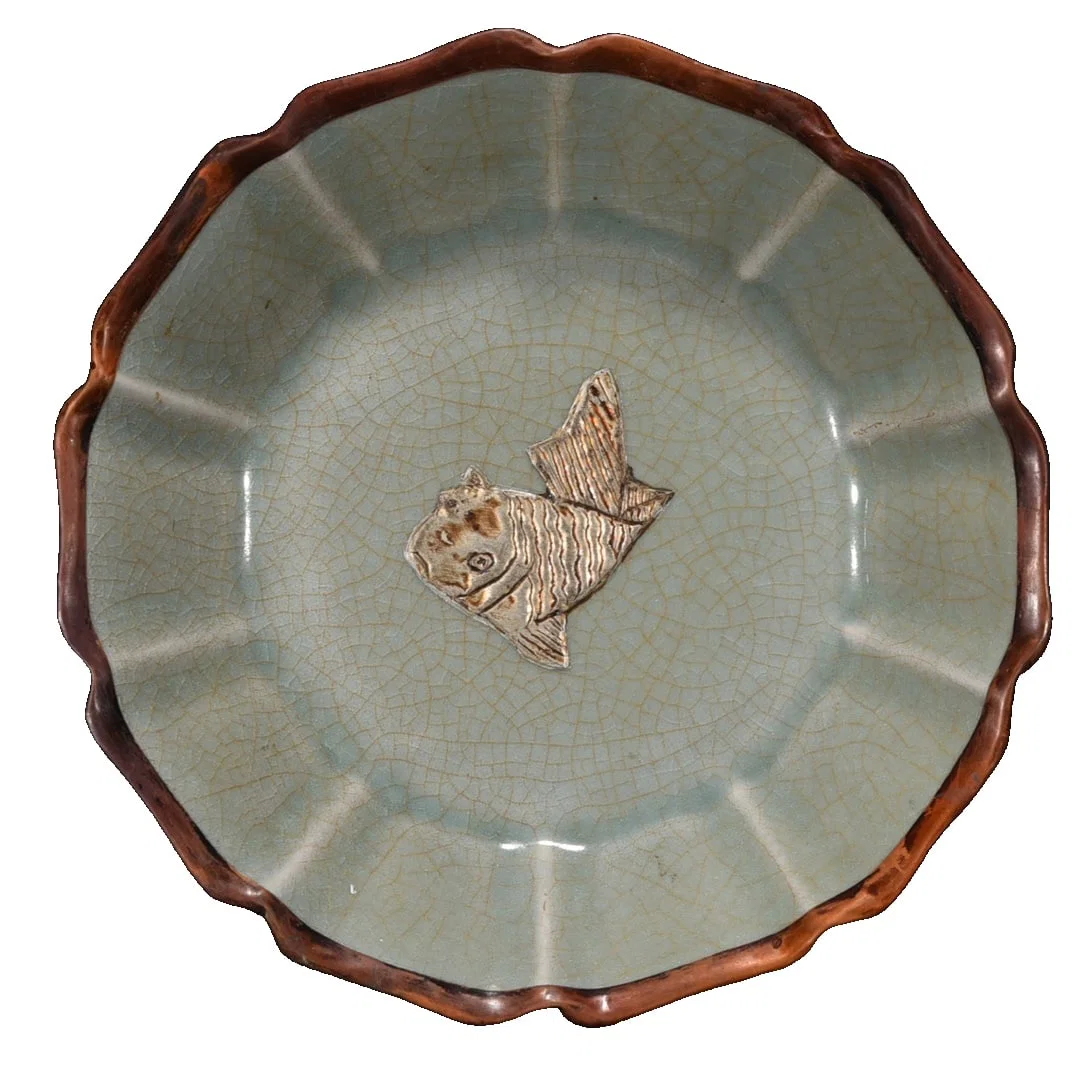 Song Ru kiln Ru porcelain silver-inlaid brush washer