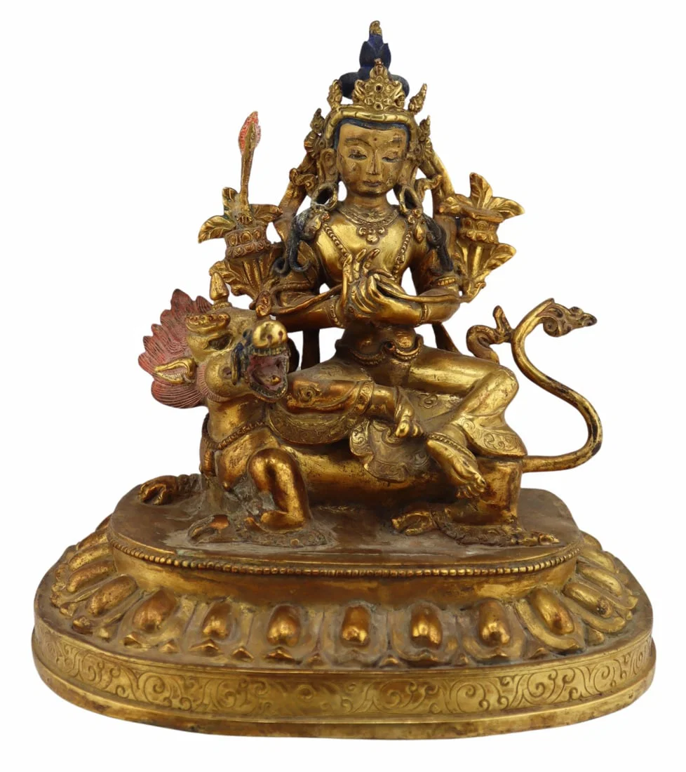 Southeast Asian Gilt Bronze Figure of Manjusri.