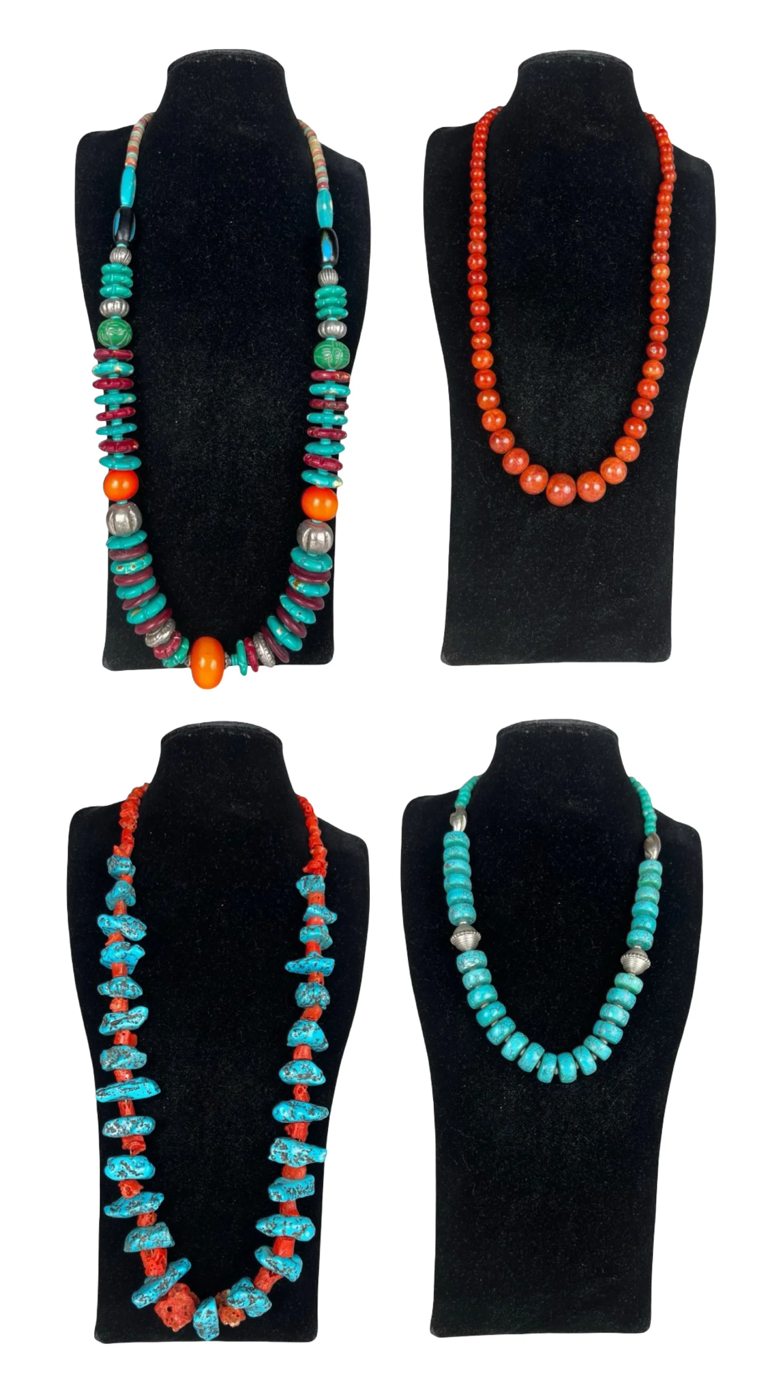 Southwestern Turquoise & Coral Beaded Necklaces