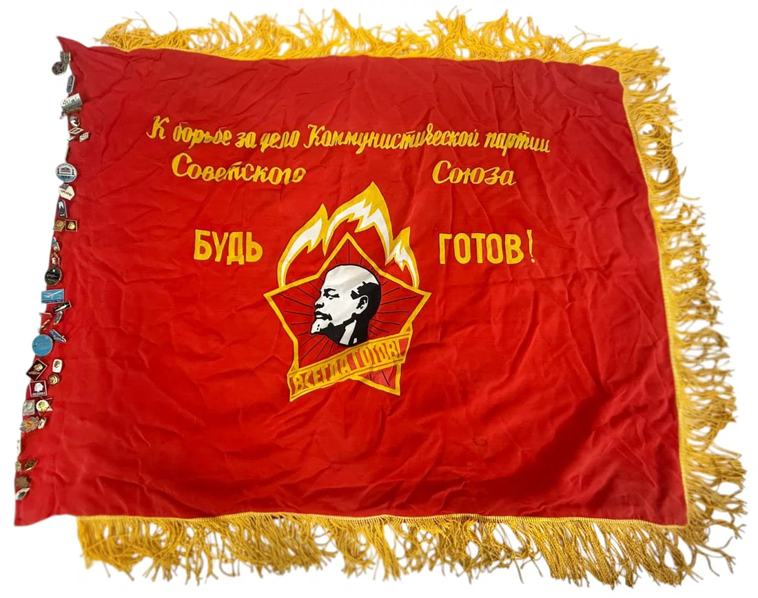 Soviet Union Communist Lenin Banner & Badge Pins