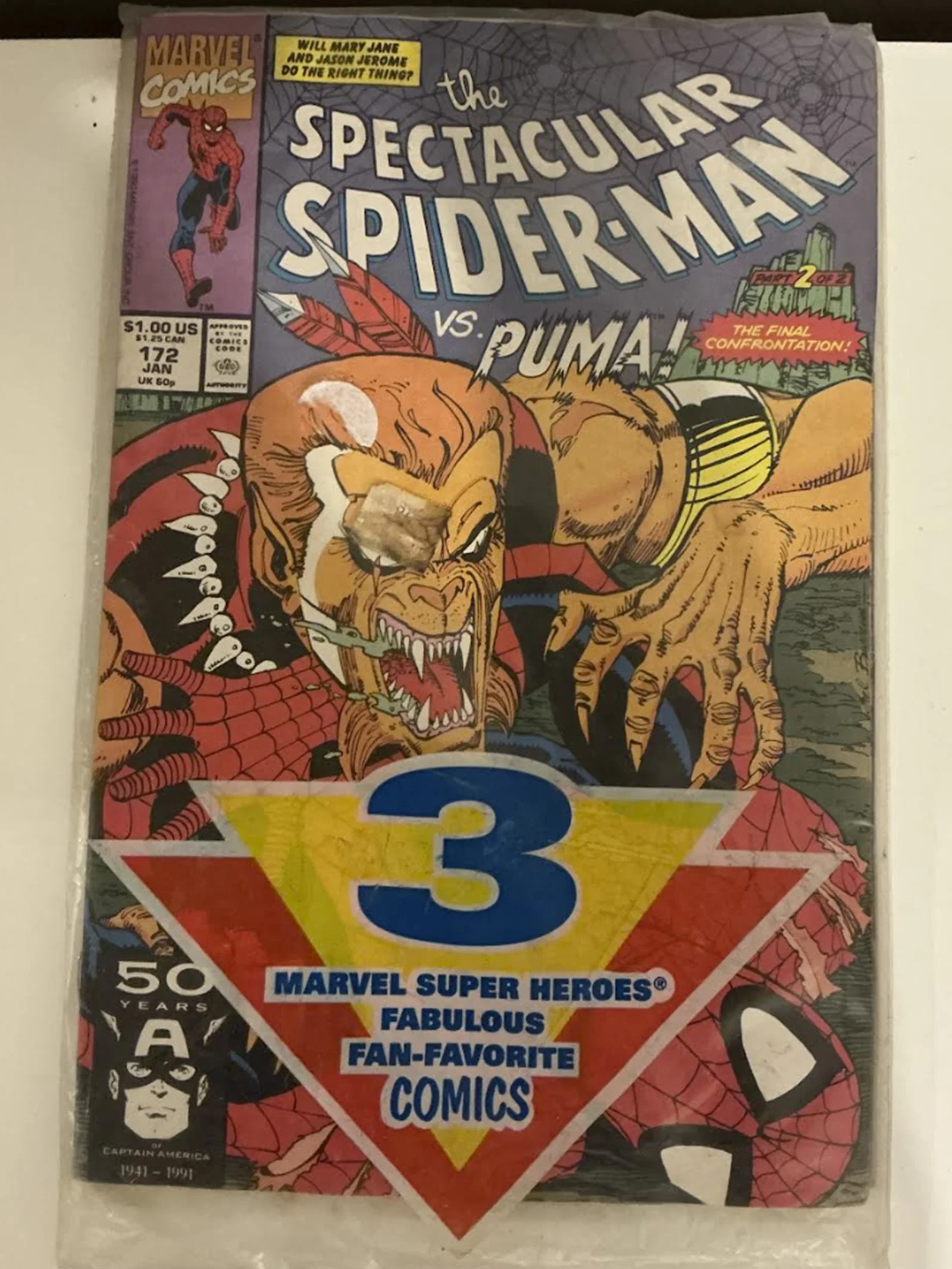 Spectactular Spider Man Vs Puma Comics By Marvel in Orig Pack