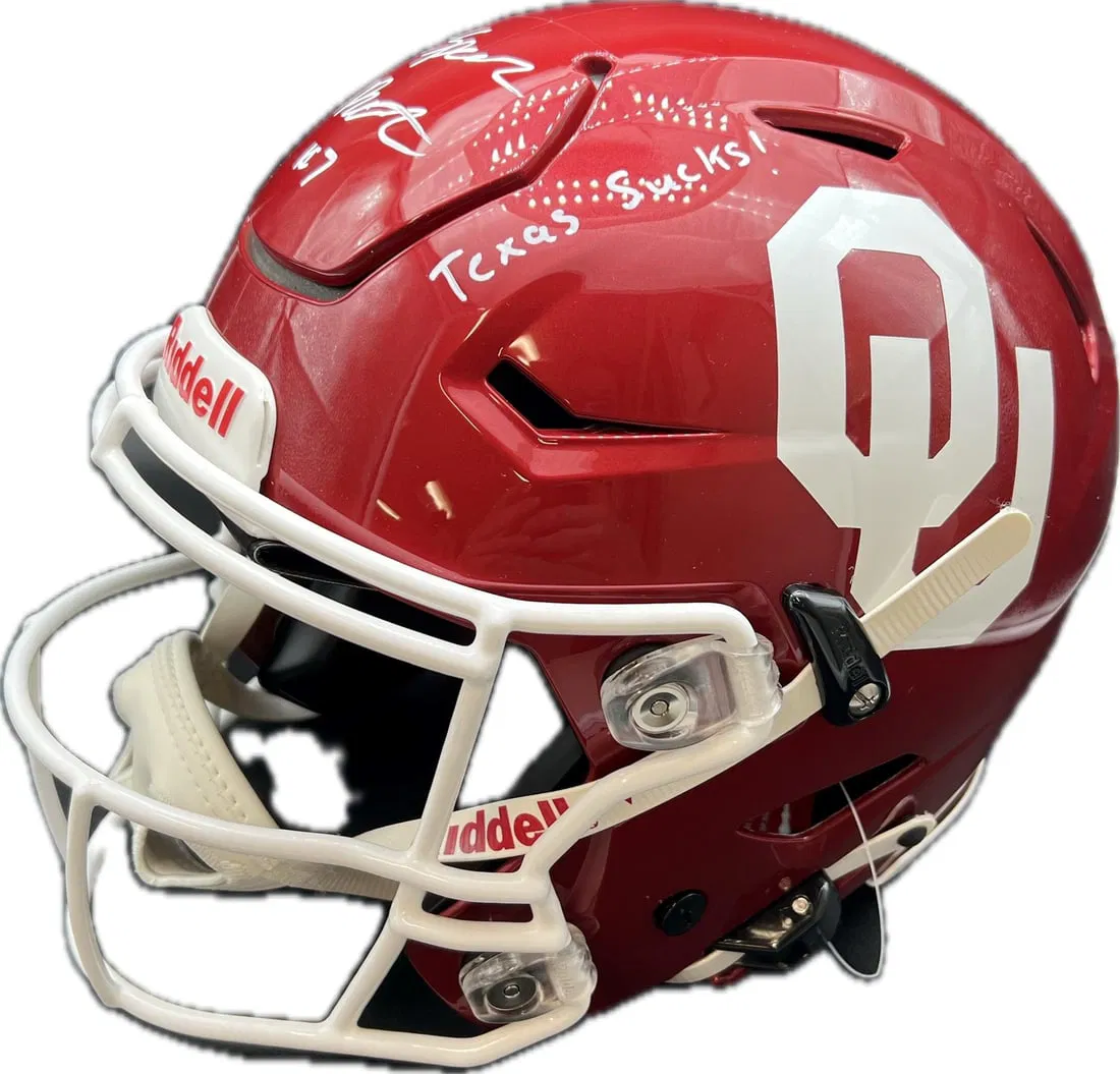Spencer Rattler Signed Riddell Helmet with Inscription PSA/DNA Oklahoma Sooners