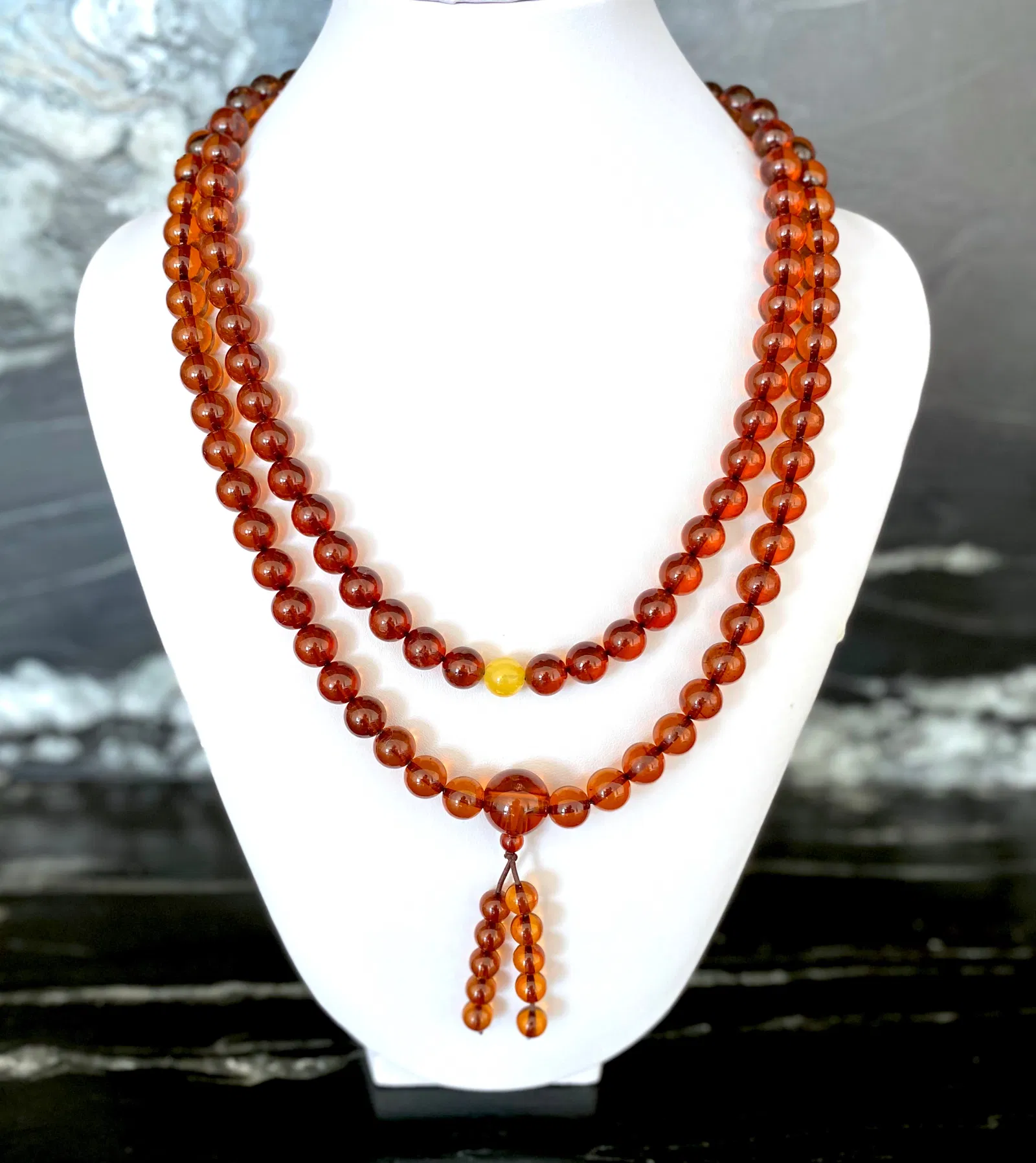 Staggering Vintage Amber Mala made from Round Amber beads