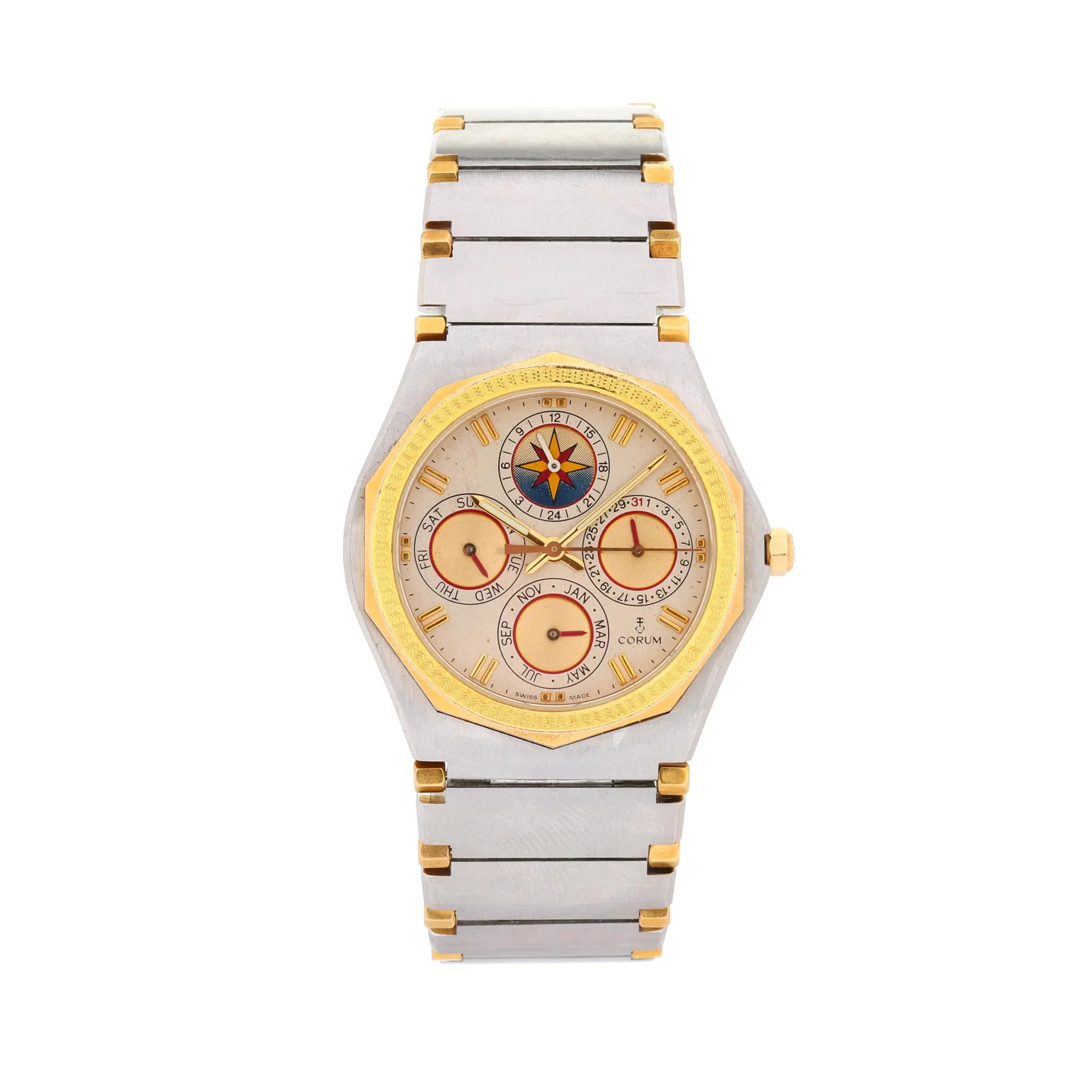 Stainless Steel and Gold Admiral's Cup Triple Date Watch, Corum