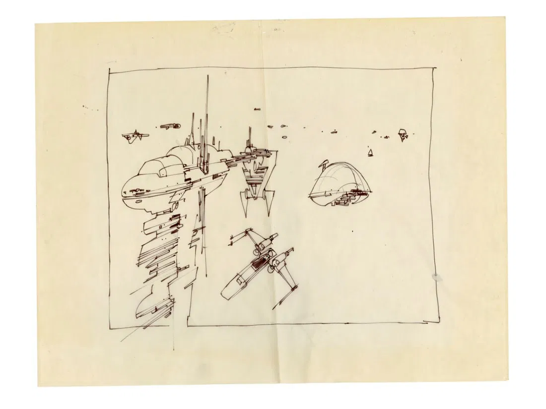 STAR WARS: THE EMPIRE STRIKES BACK (1980) - Hand-Drawn Industrial Light & Magic (ILM) Rebel Fleet