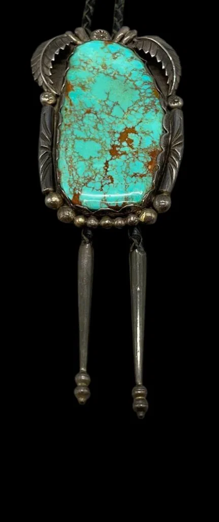 Sterling Silver And Nice Turquoise Bolo Tie