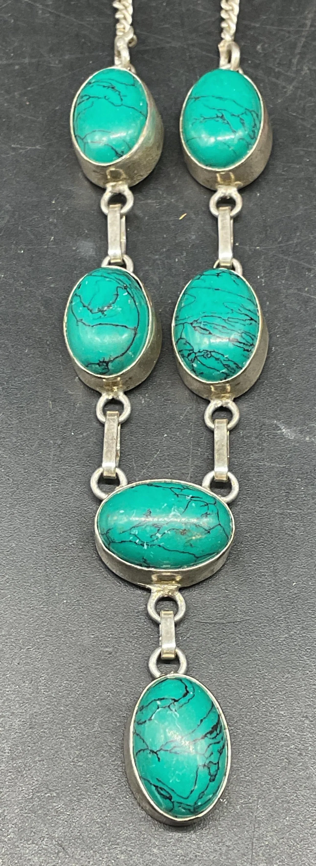 Sterling Silver Blue Semiprecious Necklace