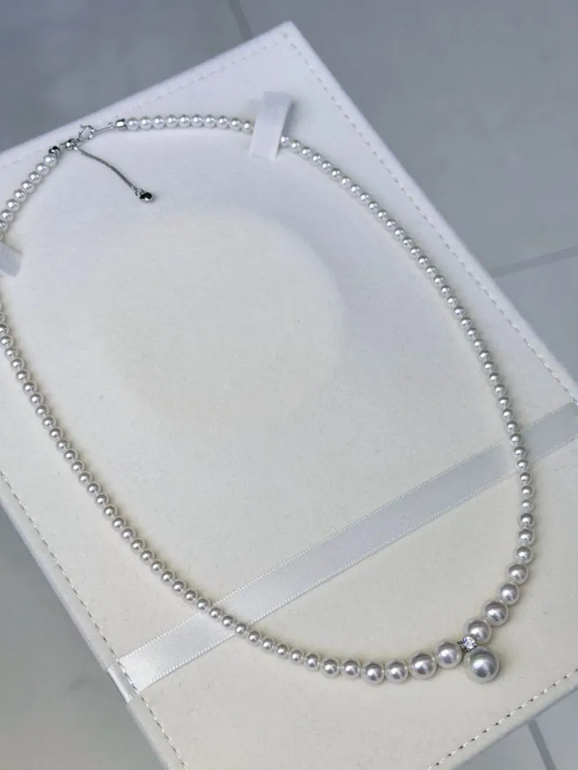 Sterling silver natural pearl necklace